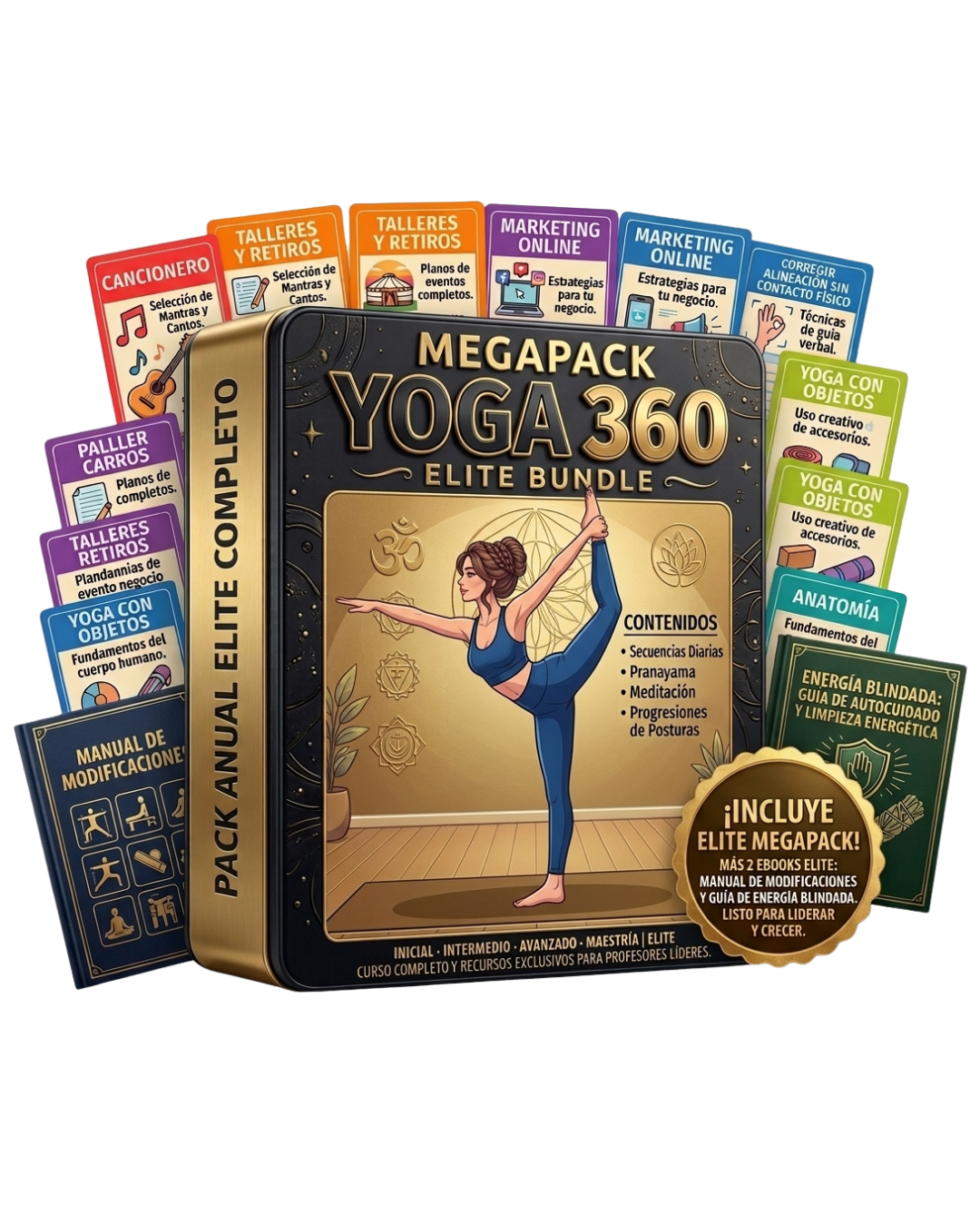 MEGAPACK YOGA 360: 12 Tomos + 6 Bonus + Seguridad Total + Blindaje Energético (2 Ebooks Elite)