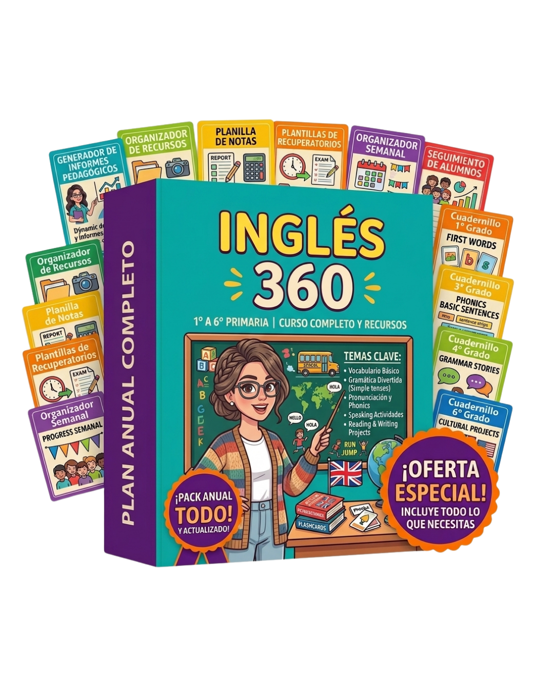 PACK INGLÉS 360 PRIMARIA: 6 tomos + 6 bonus